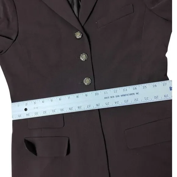 Lauren Ralph Lauren Brown Wool Leather Collar Horse Buttons Equestrian Blazer - Picture 10 of 14